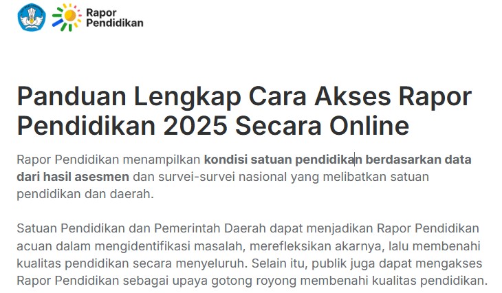 Panduan Lengkap Cara Akses Rapor Pendidikan 2025 Secara Online
