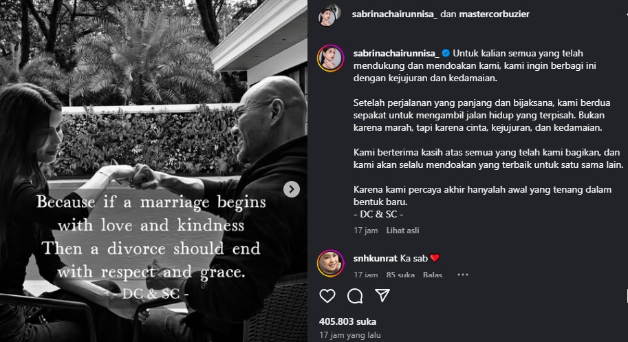 Terungkap Ini Alasan Sabrina Chairunnisa Gugat Cerai Deddy Corbuzier